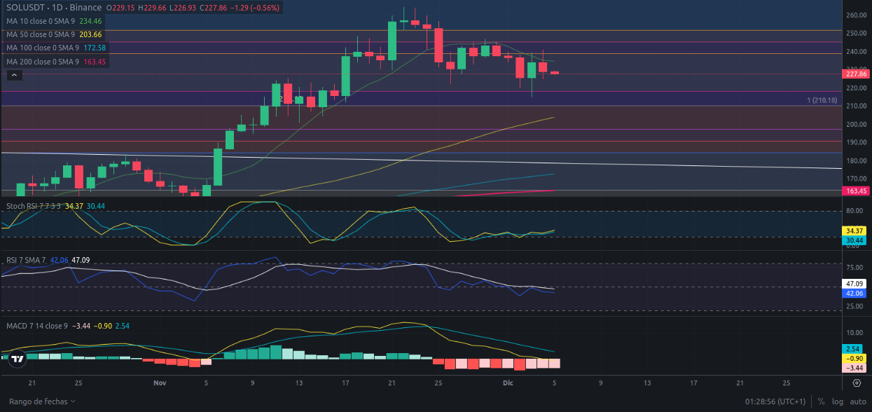 Predicción de SOLANA  05/12/2024 - Análisis diario de SOLANA - Ideas de trading para SOL SOLANA -Precio de SOLANA (SOL) hoy