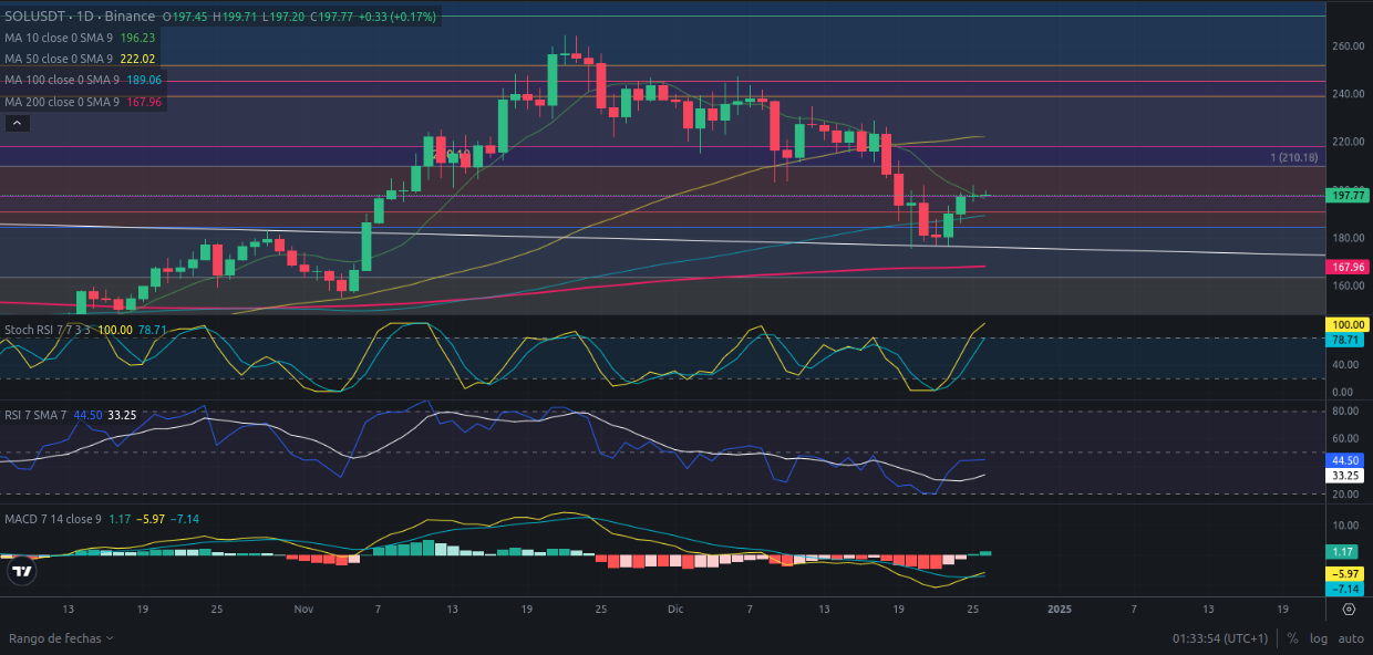 Predicción de SOLANA  26/12/2024 - Análisis diario de SOLANA - Ideas de trading para SOL SOLANA -Precio de SOLANA (SOL) hoy